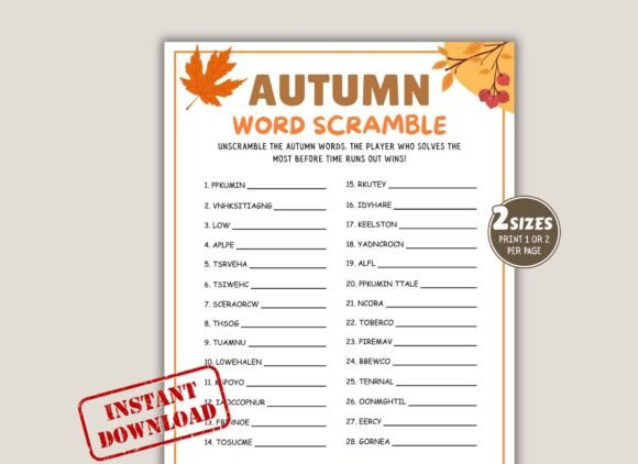 Download Fall Word Scramble Game for Kids &amp; Adult - Kids Collection