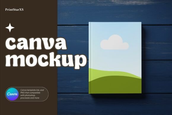 Download KDP Book Cover PNG Canva Mockup Blue BG - Book cover Collection