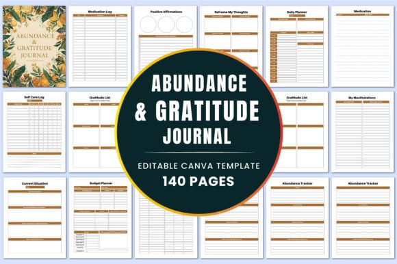 Download Abundance &amp; Gratitude Journal KDP Canva - Kdp canva Collection