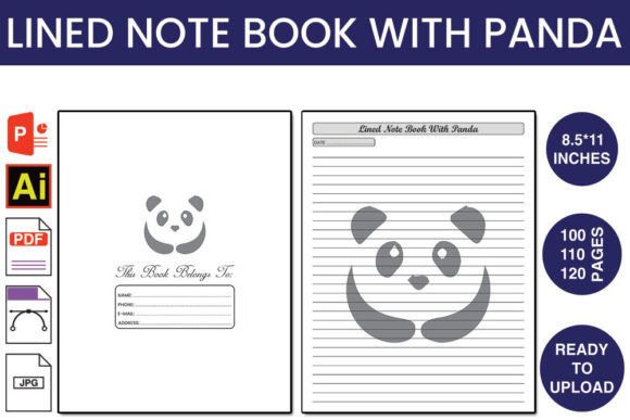 Download Lined Note Book with Panda KDP Interior - Premium Resources