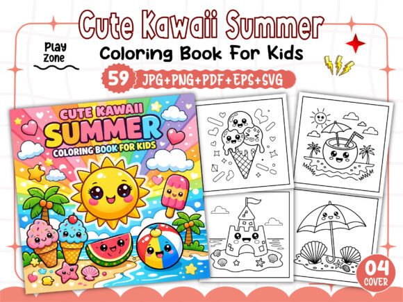 Download Kids - Cute Kawaii Summer Coloring Pages - Kids Collection