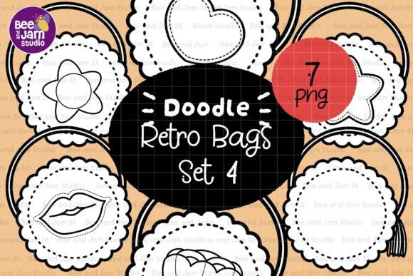 Download KDP Coloring Retro Bags Line Art PNG - Kdp coloring Collection