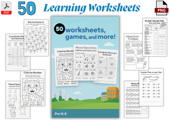 Download 50 Worksheets Bundle for Kids - Kids Collection