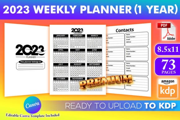 Download 2023 Weekly Planner | KDP Canva Template - Kdp canva Collection