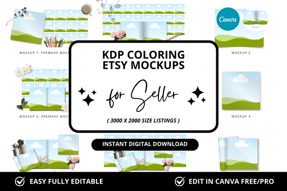 Download KDP Coloring Etsy Canva Mockup - Kdp coloring Collection