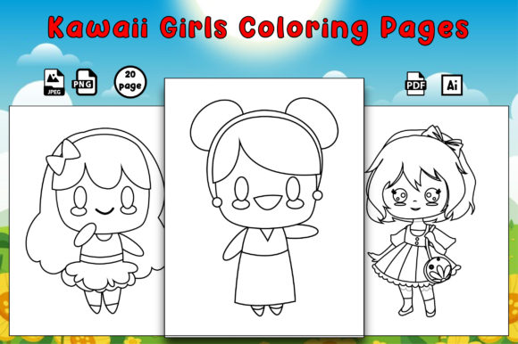 Download Kawaii Girls Coloring Book Page for Kids - Kids Collection