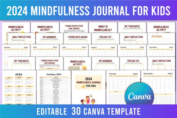 Download 2024 Mindfulness Journal for Kids Canva - Kids Collection