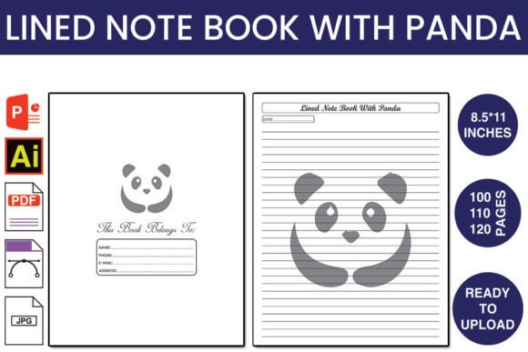 Download Lined Note Book with Panda KDP Interior - Premium Bundle
