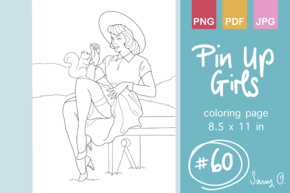 Download Retro Pin Up Girls for KDP Coloring Book - Kdp coloring Collection