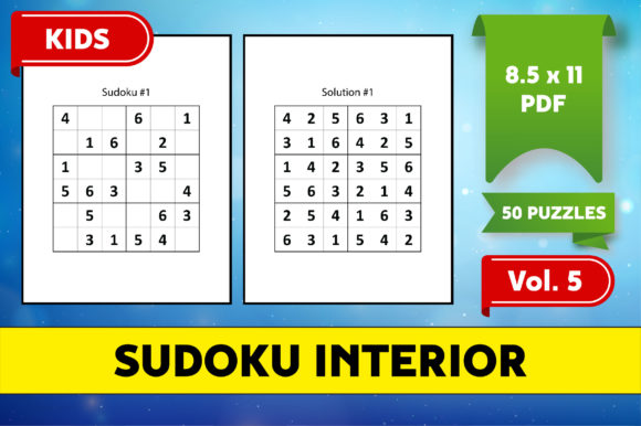 Download 50 Kids Sudoku Puzzles 6x6 KDP - Vol. 5 - Kids Collection