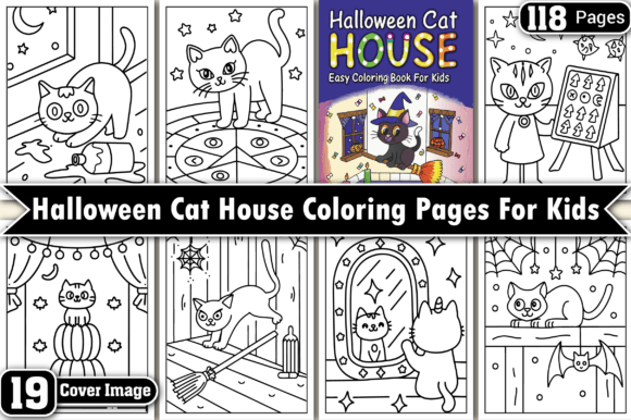 Download Halloween Cat House Coloring Pages Kids - Kids Collection