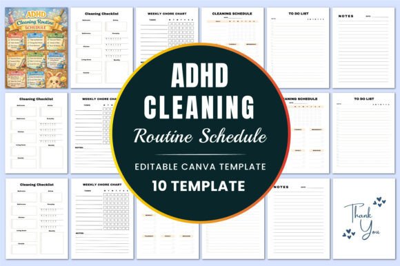 Download ADHD Cleaning Routine Schedule KDP Canva - Kdp canva Collection